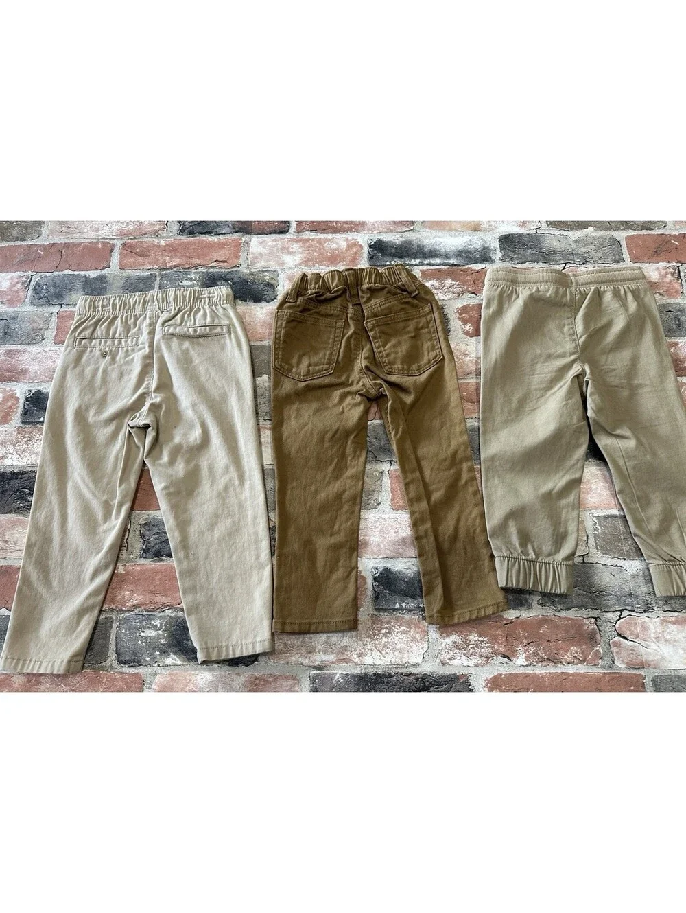 Lot of 3 Toddler Boys Size 2T Khaki Chino Jogger Pants Tan Brown Neutrals